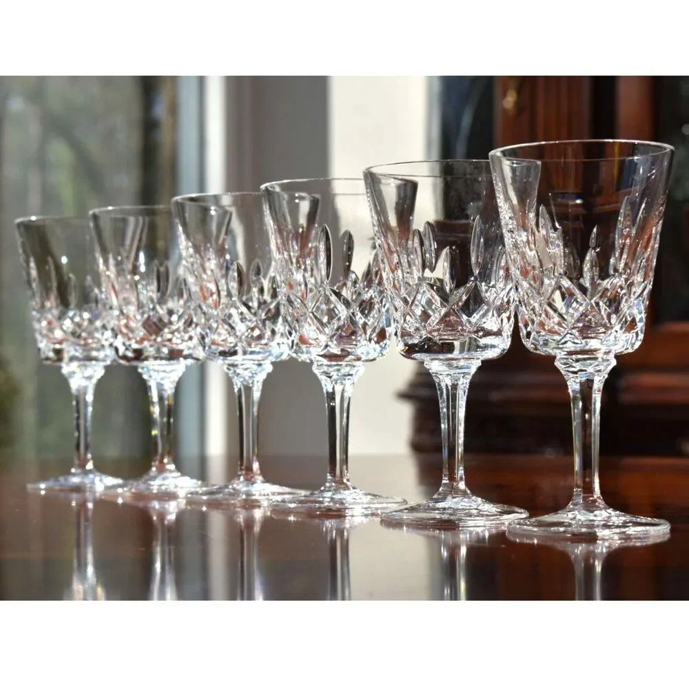 Set of 6 Gorham Crystal King Edward Clarets / Wine Glasses 6” - w/ Original Box